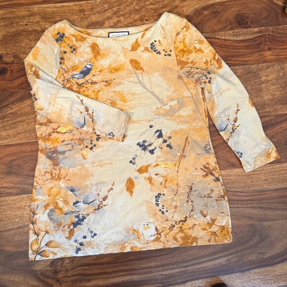 Charter Club Womens Bird Shirt PS Colorful‎ artsy painting - Picture 1 of 9